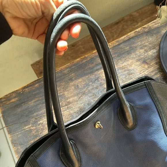 FURLA BLUE AND TAUPE GREY color block   LEATHER BAG - Picture 8 of 15